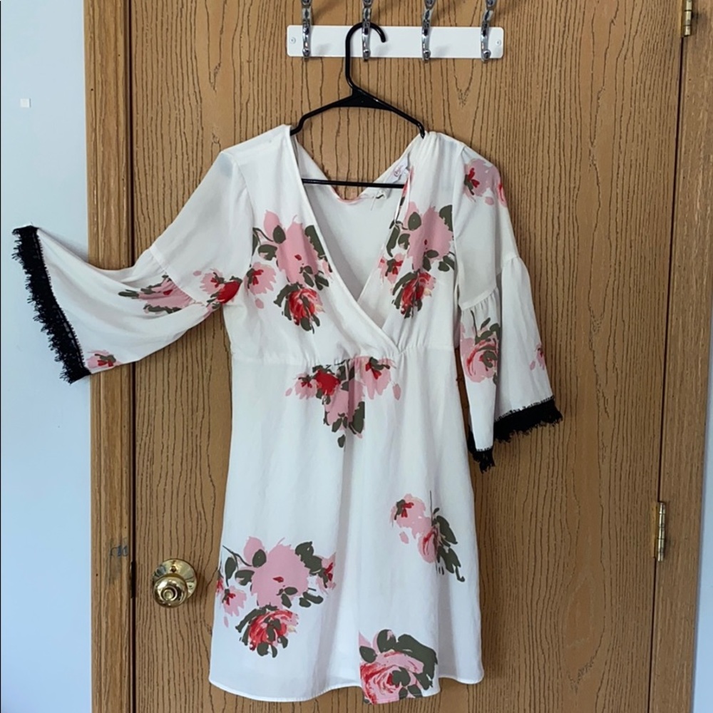 White and Pink Floral Dress